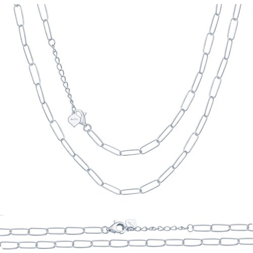 18K White Gold 4.0mm Width 14 Inch Length Paperclip Chain Necklace