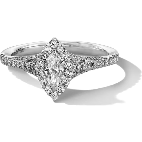 14K White Gold Marquise Shaped Lab Created Diamond Engagement Ring D Color VVS1 Clarity 3EX IGI Certified