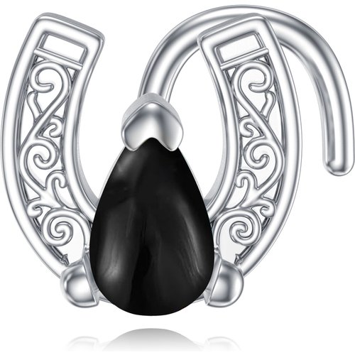 Sterling Silver Agate Horseshoe Nose Ring