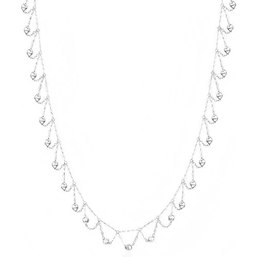 10K White Gold Ball Metal Choker Necklace