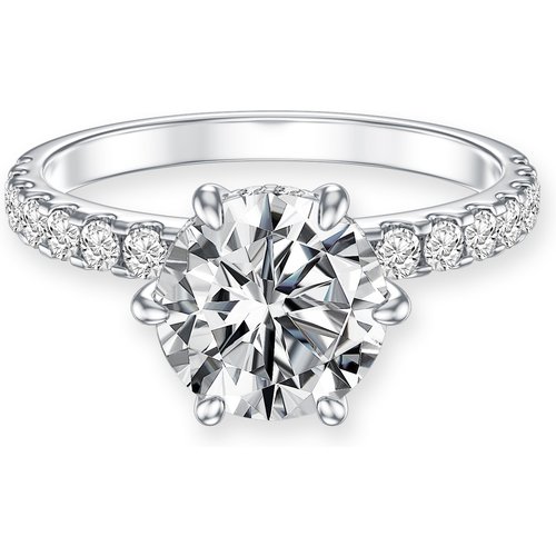 18K White Gold Round Shaped Moissanite Engagement Ring