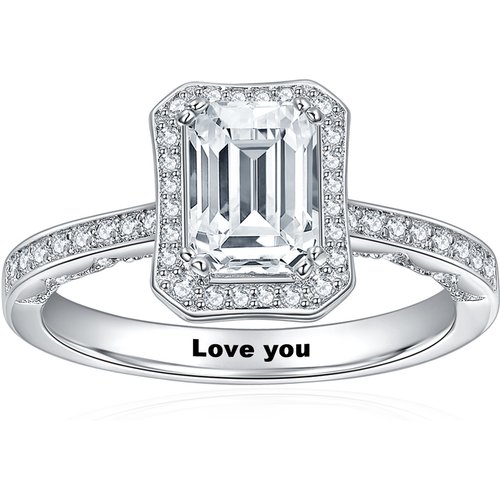 10K White Gold 1.5 to 5 CT Emerald Moissanite Wedding Ring