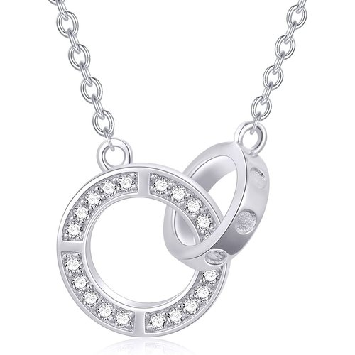 10K White Gold Diamond Ball Pendant Necklace