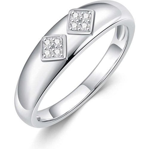Sterling Silver Diamond Custom Square Engagement Ring for Men 3EX IGI Certified