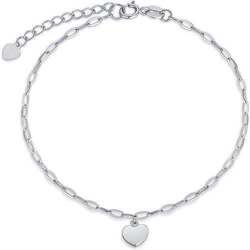 18K White Gold Heart Charm Bracelet