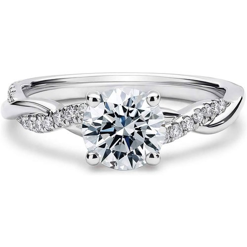 18K White Gold 1.16 CT.T.W. Moissanite Round Ring