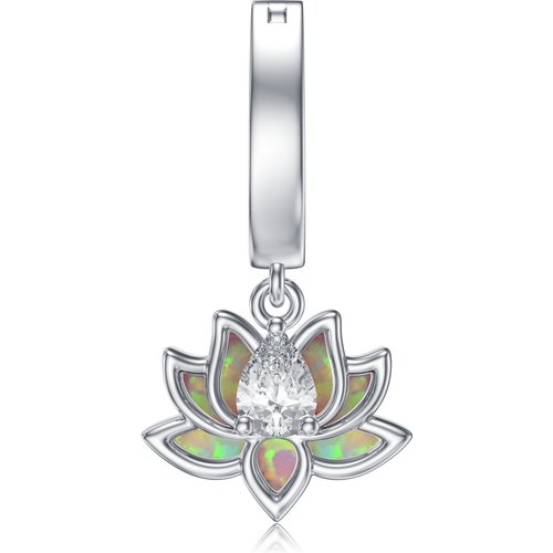 Sterling Silver Opal Lotus Belly Button Ring