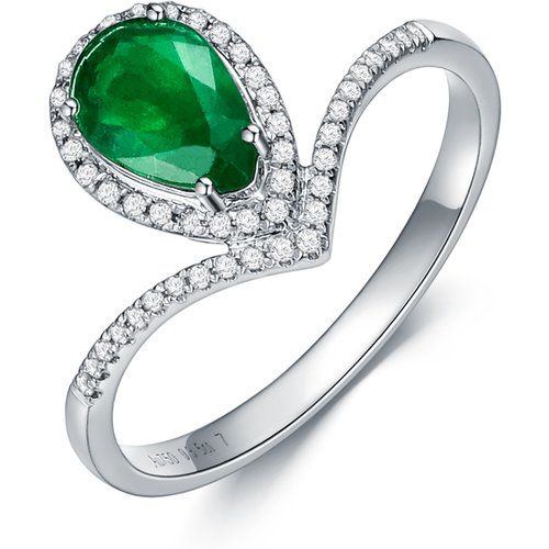 18K White Gold 2.5 to 7.5 CT.T.W. Pear Cut Emerald Custom Engagement Ring Anniversary Ring