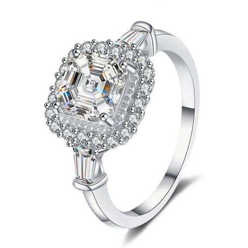 10K White Gold 1.5 to 5 CT Princess Cut Shaped Moissanite Engagement Ring
