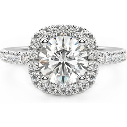 Sterling Silver Princess Shaped Moissanite Personalized Engraving & Engagement Ring