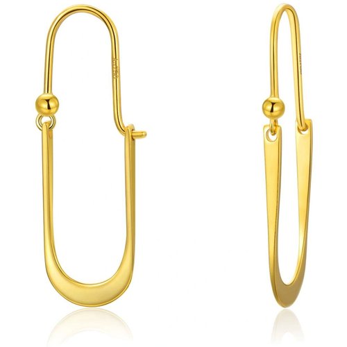 18K Gold Oval Shaped Drop Earrings