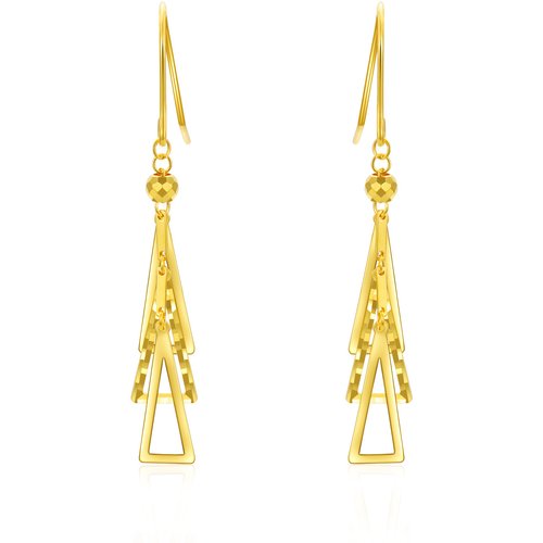 18K Gold Triangle Drop Earrings
