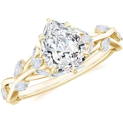 10K Gold Pear Cut Custom Engagement Ring Wedding Ring Promise Bride Band
