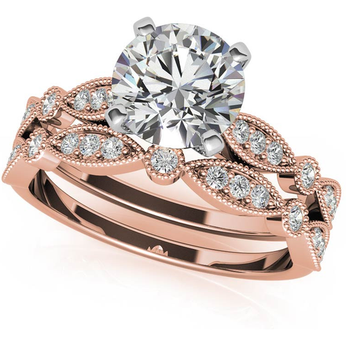 0.5 CT 14K Rose Gold Plated Sterling Silver Moissanite Personalized Engraving Engagement Ring