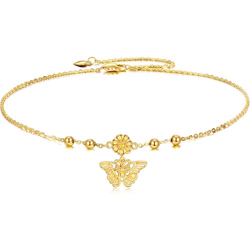 9K Gold Butterfly Single Layer Anklet
