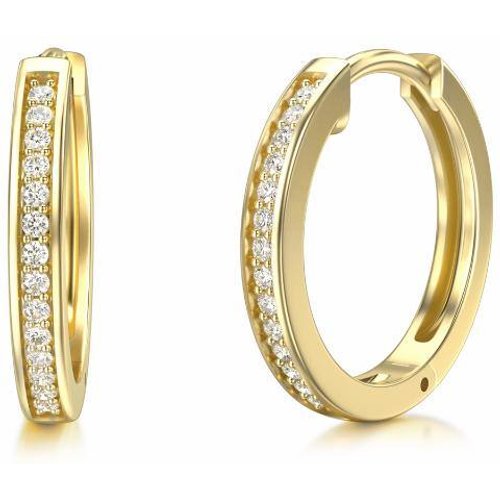 9K Gold Circular Shaped Moissanite Round Hoop Earrings