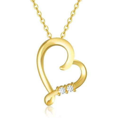 9K Gold Diamond Heart Pendant Necklace