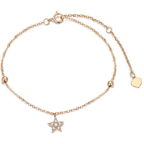 9K Gold Diamond Star Charm Bracelet