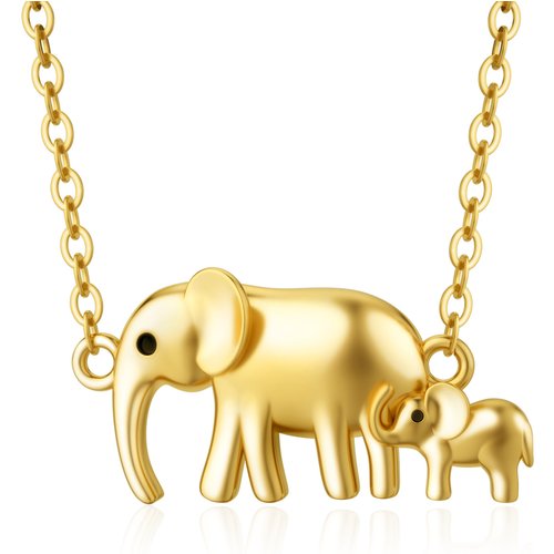 9K Gold Elephant Pendant Necklace