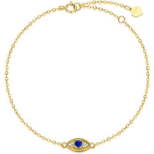 9K Gold Cubic Zirconia Evil Eye Charm Bracelet