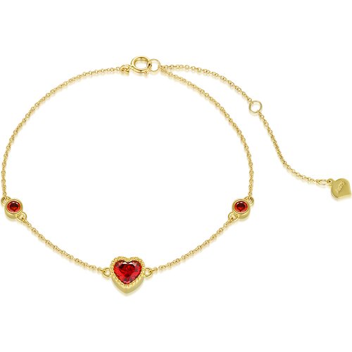 9K Gold Cubic Zirconia Heart Metal Beads Bracelet