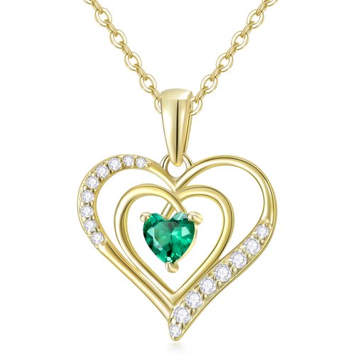 9K Gold Cubic Zirconia Heart Pendant Necklace