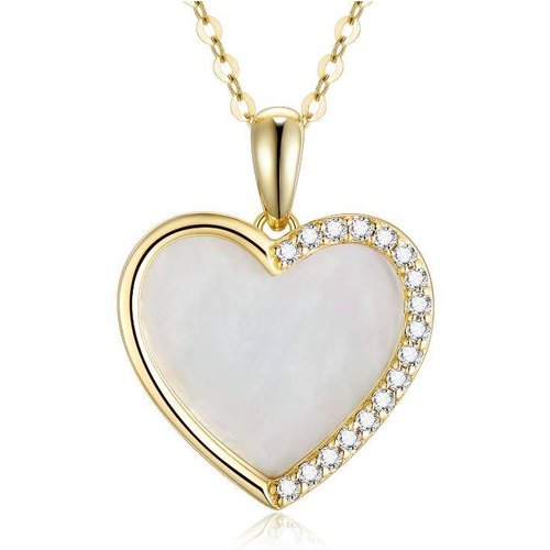 9K Gold Heart Mother Of Pearl Heart Pendant Necklace For Women Best Friends