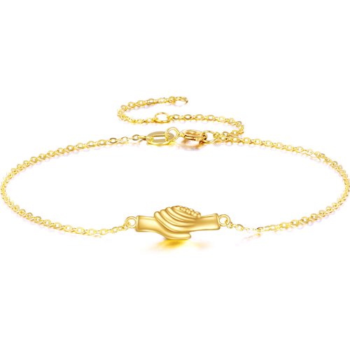 9K Gold Hold Hands Charm Bracelet