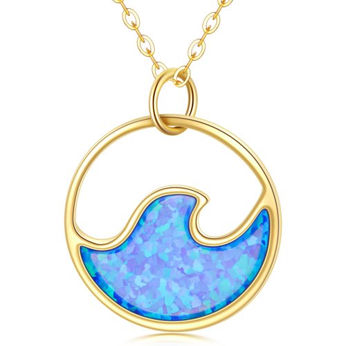 9K Gold Opal Spray Pendant Necklace