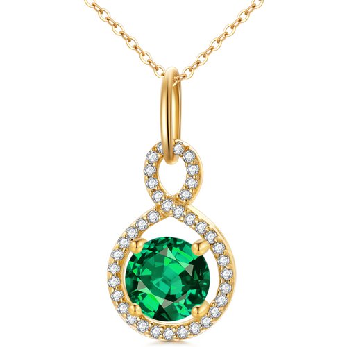 9K Gold Cubic Zirconia Personalized Birthstone Pendant Necklace