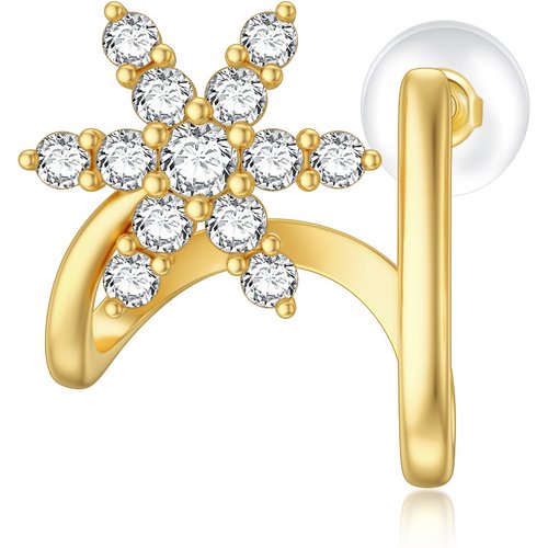 9K Gold Round Zircon Snowflake Climber Earrings
