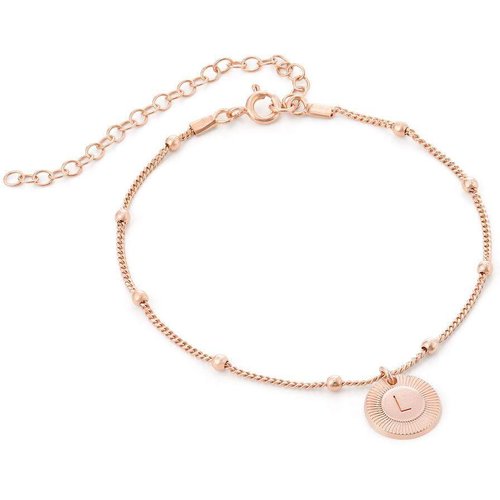 9K Rose Gold Personalized Initial Letter Charm Bracelet