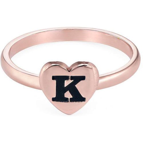 9K Rose Gold Personalized Initial Letter Ring