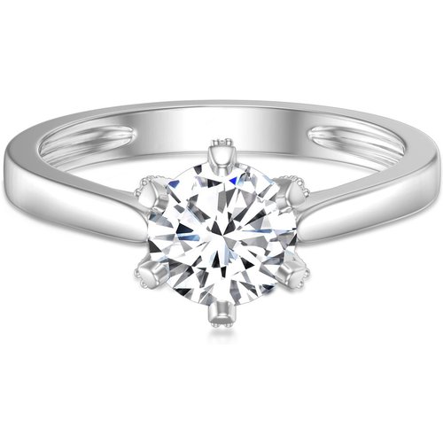 9K White Gold Round Shaped Diamond Custom Round Wedding Ring 3EX IGI Certified