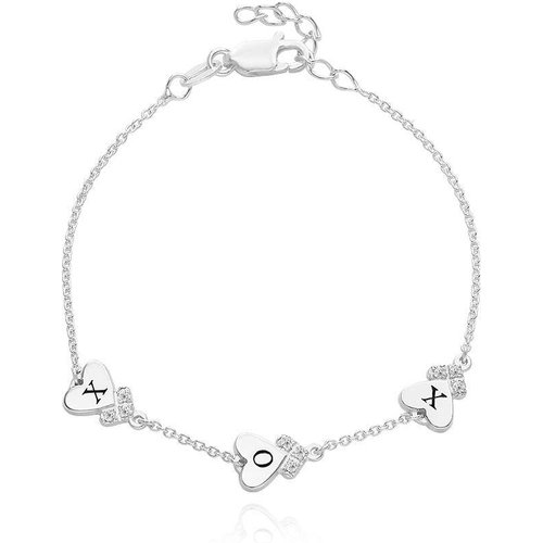 9K White Gold Cubic Zirconia Personalized Initial Letter Charm Bracelet