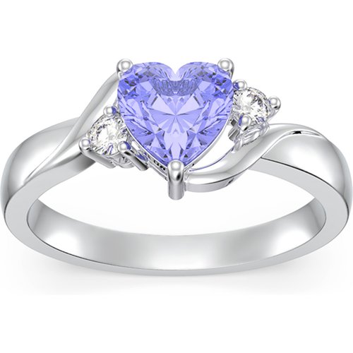 Sterling Silver Heart Cut Crystal Personalized Birthstone Three Stone Ring For Women