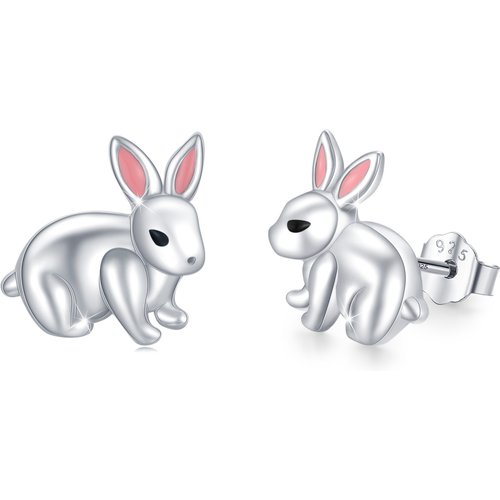 Sterling Silver Rabbit Stud Earrings for Women