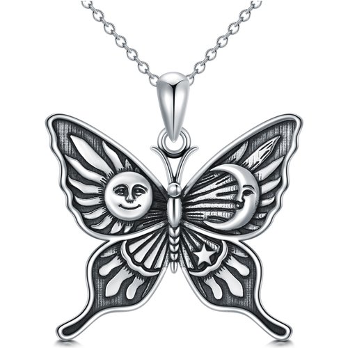 Butterfly Necklace 925 Sterling Silver Sun Moon and Star Celestial Butterfly Jewelry Gifts