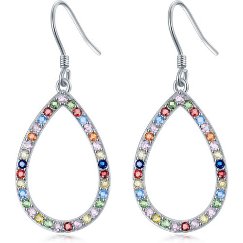 Sterling Silver Cubic Zirconia Chakras & Rainbow Drop Earrings