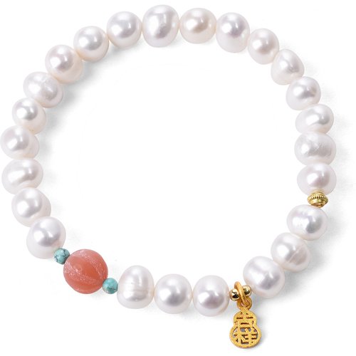 Circular Shaped Pearl Bead Charm Bracelet
