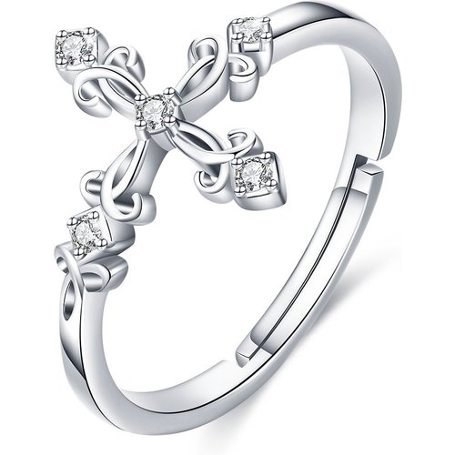 Cross Ring 925 Sterling Sliver Celtic Knot Cross Ring Jewellery Adjustable Cross Rings for Women Crucifix Ring Irish Gifts for Women Girls Wife