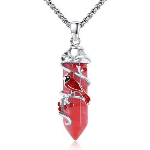 Sterling Silver Cardinal Crystal Pendant Necklace