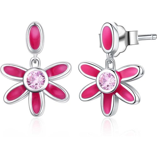 Sterling Silver Cubic Zirconia Daisy Drop Earrings
