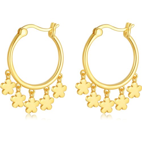 Gold Vermeil Flowers Hoop Earrings for Women