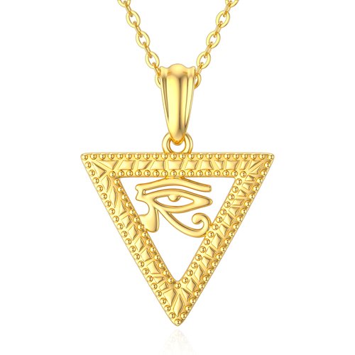 14K Gold Evil Eye & Triangle Pendant Necklace
