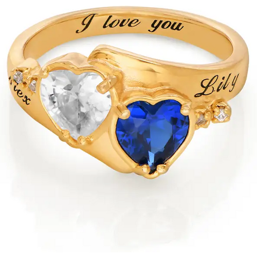 Gold Vermeil Personalized Heart Ring with Birthstone for Women