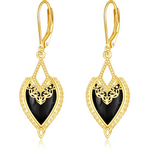 Gold Vermeil Agate Grandmother & Mother & Daughter & Sisters & Heart Lever Earrings