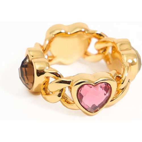 Gold Vermeil Crystal Personalized Birthstone Heart Ring for Women