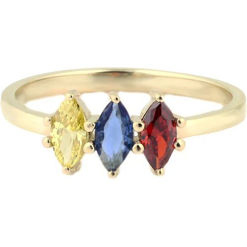 Gold Vermeil Crystal Personalized Birthstone Square Ring for Women