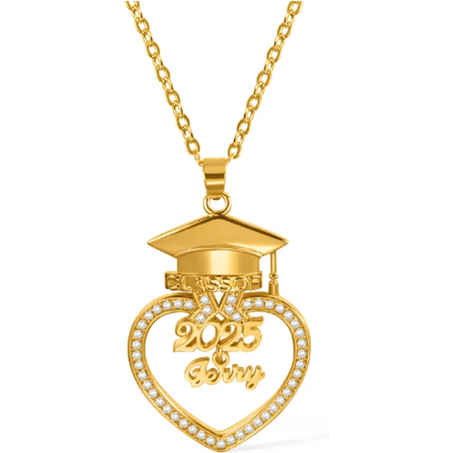 Gold Vermeil Cubic Zirconia Nameplated & Parents & Children Necklace Graduation Necklace